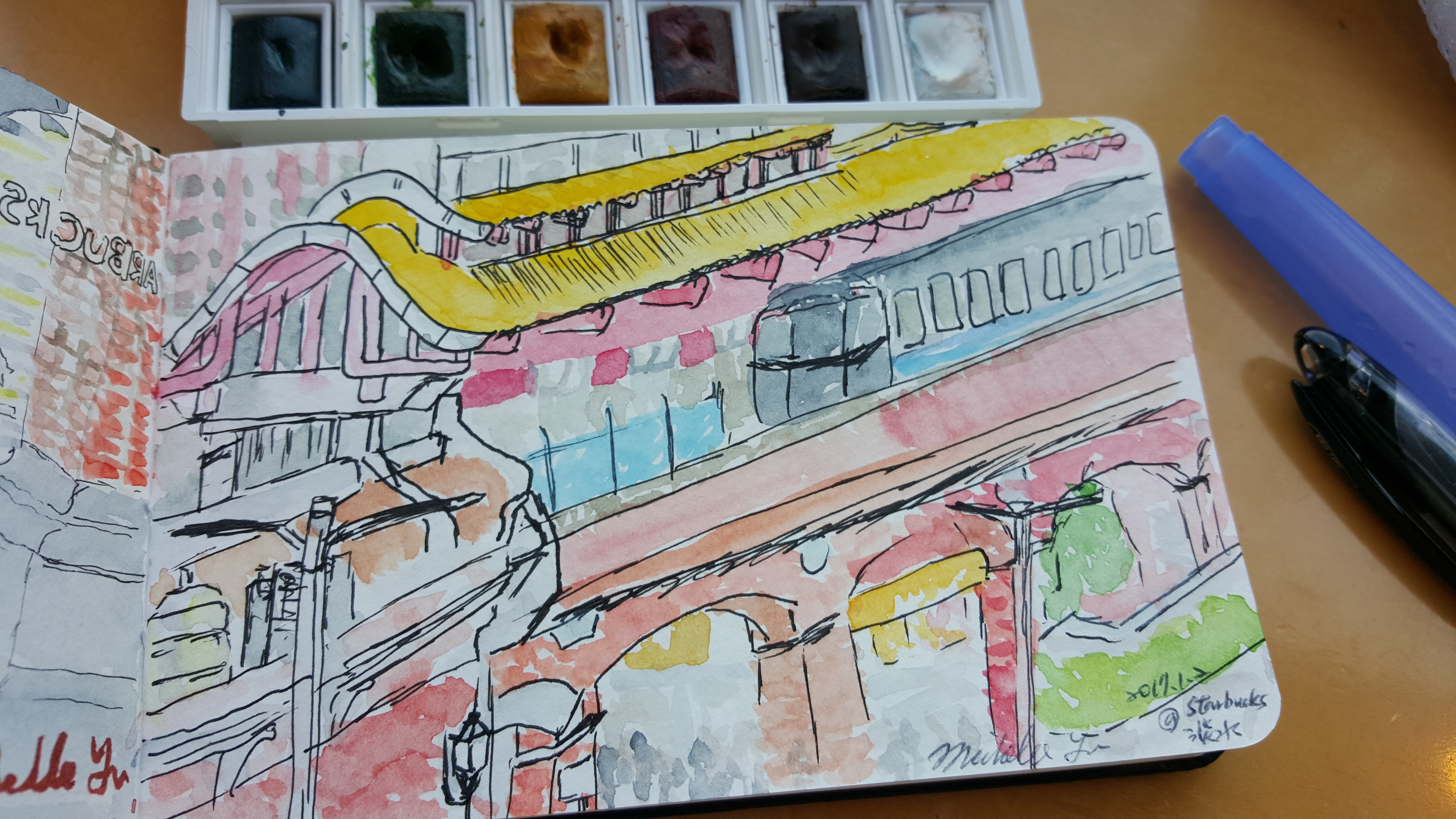 Urbansketch at Tamsui Starbucks