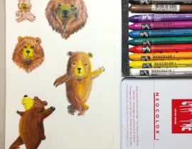 Bears study with crayons