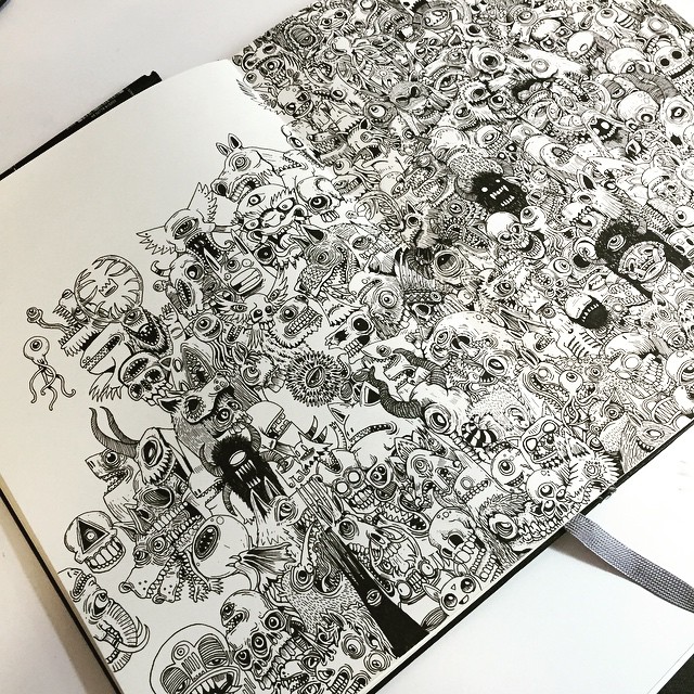 Double page spread monster mayhem