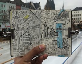 City Map Drawing of Cologne, Germany