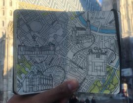 City Map Drawing of Vienna, Austria