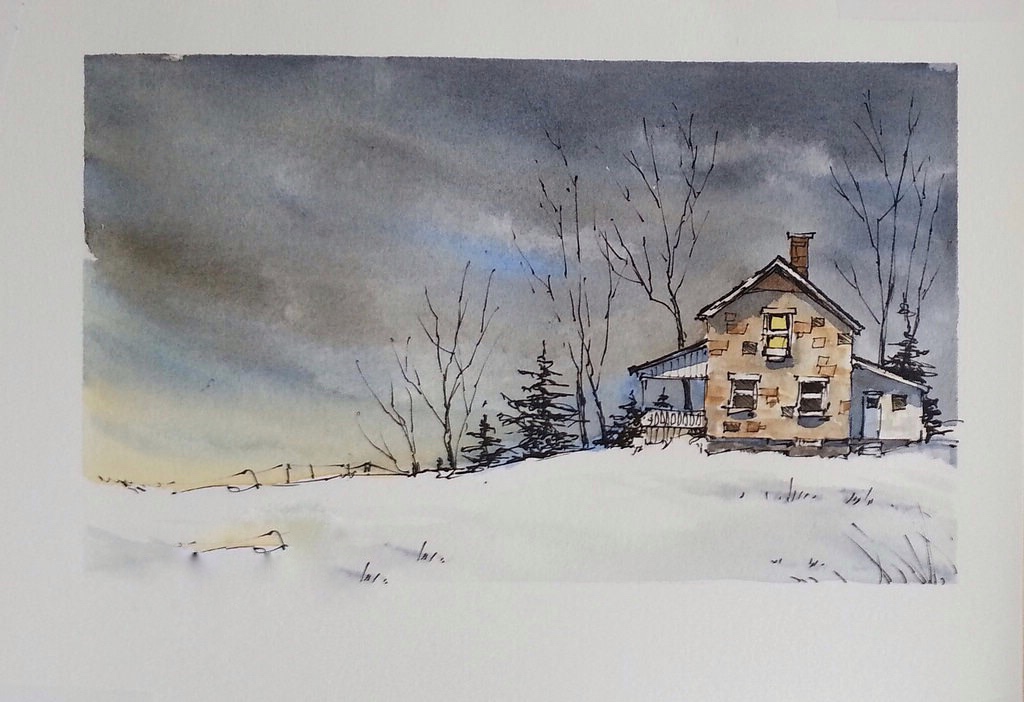 Little house in snow