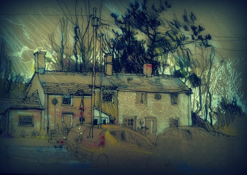 old house and car