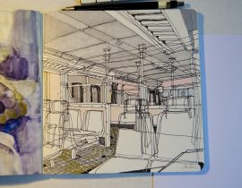 drawing in a train