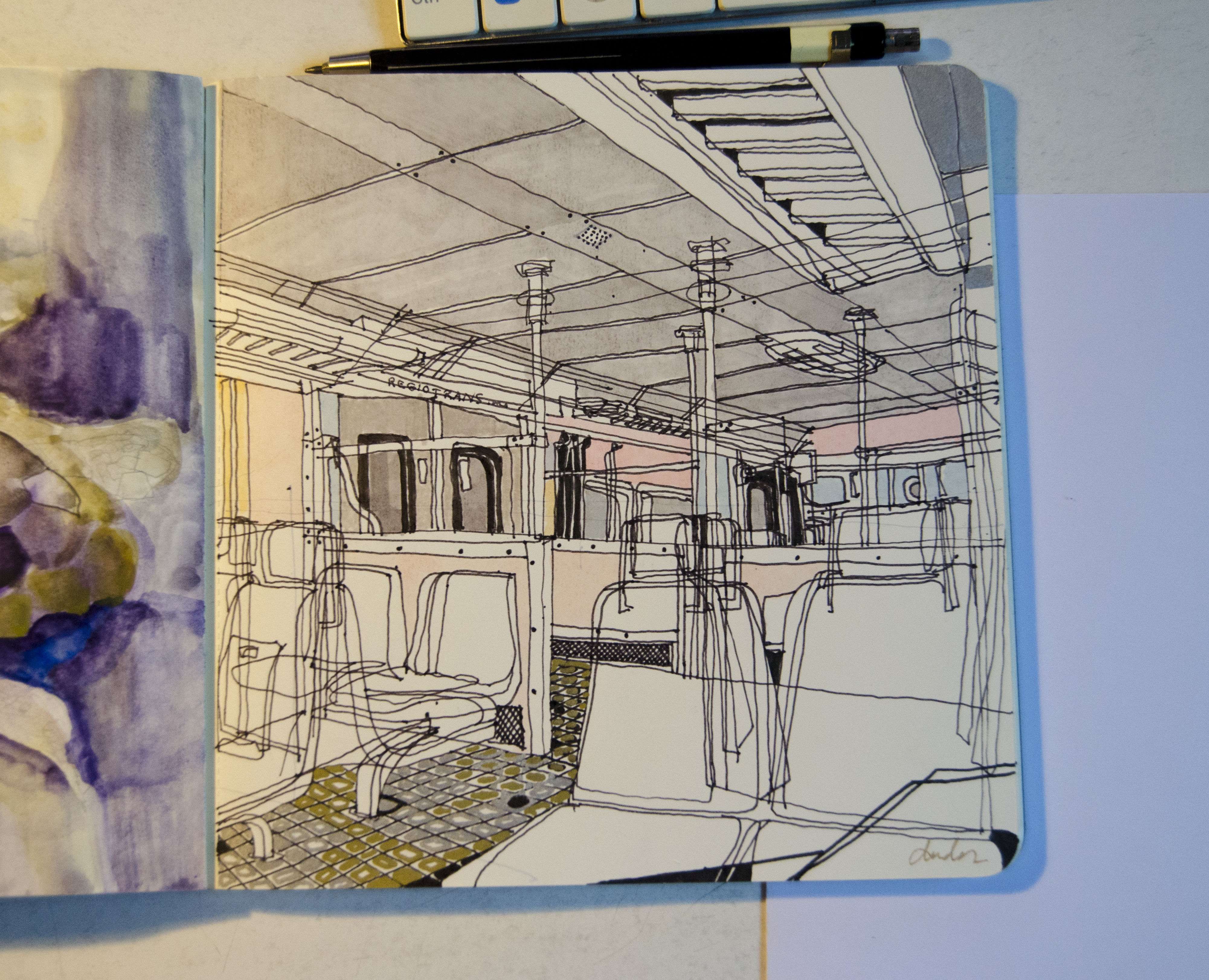 drawing in a train