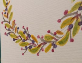 Wreath (brush pen + watercolour)