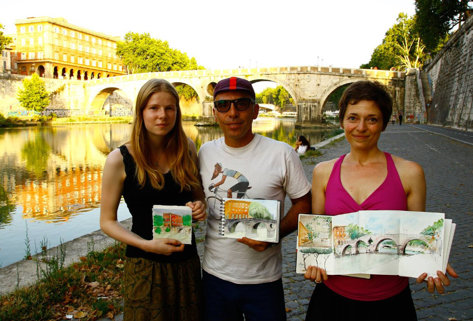 Ponte sisto in Rome in Japanese Moleskine