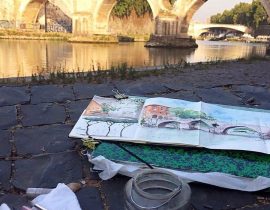 sketching Ponte Sisto in Rome