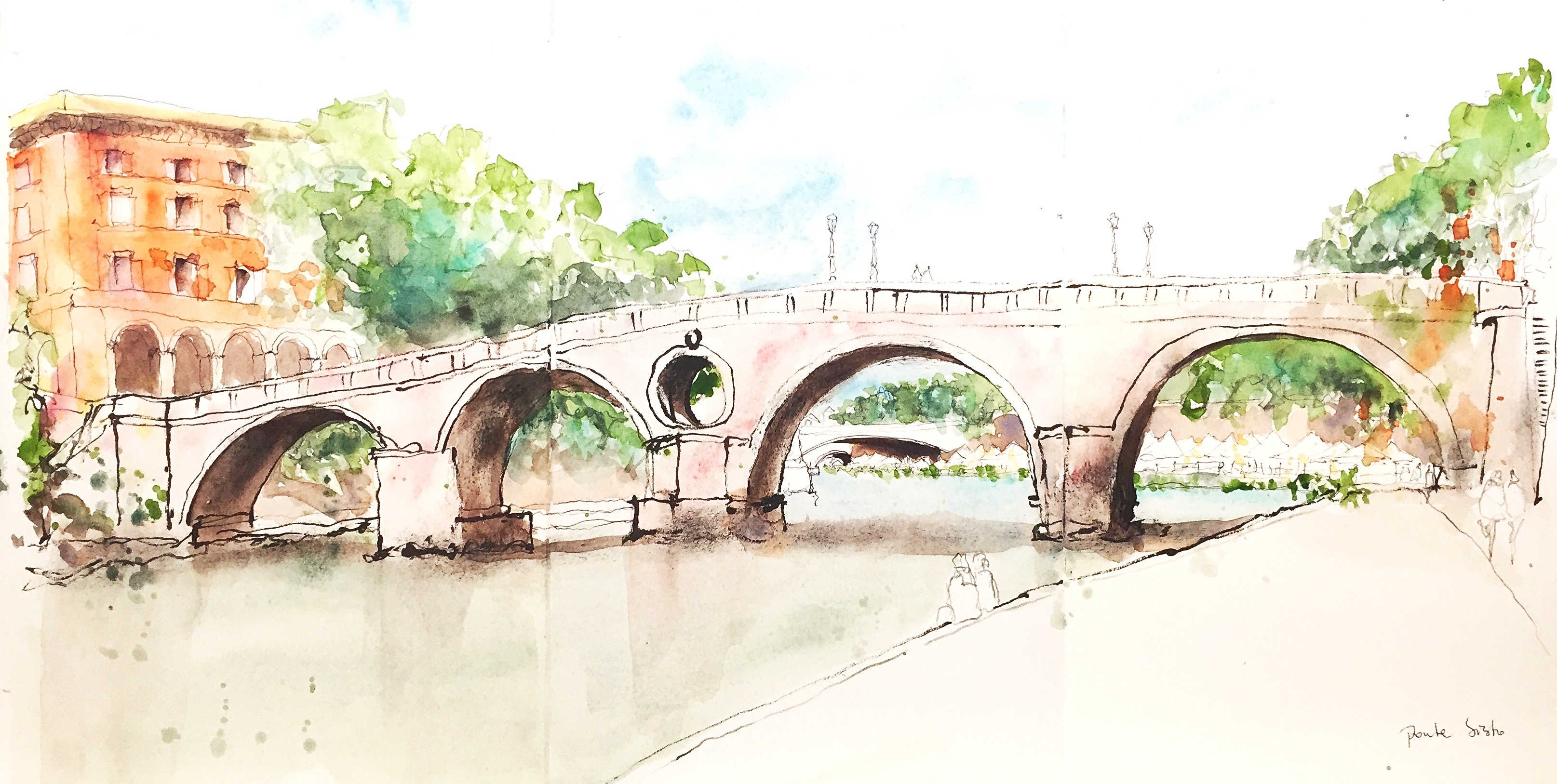 Ponte sisto sketch in Rome