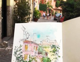 Urban sketching in Trastevere in Rome