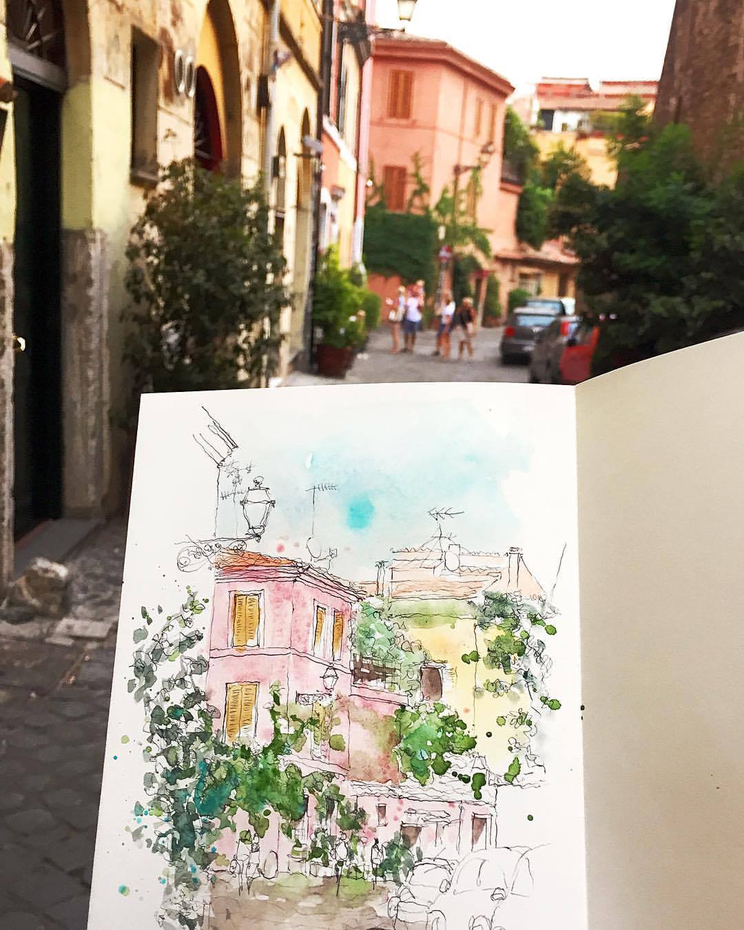 Urban sketching in Trastevere in Rome
