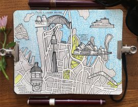 City Map Drawing of Sydney, Ausralia