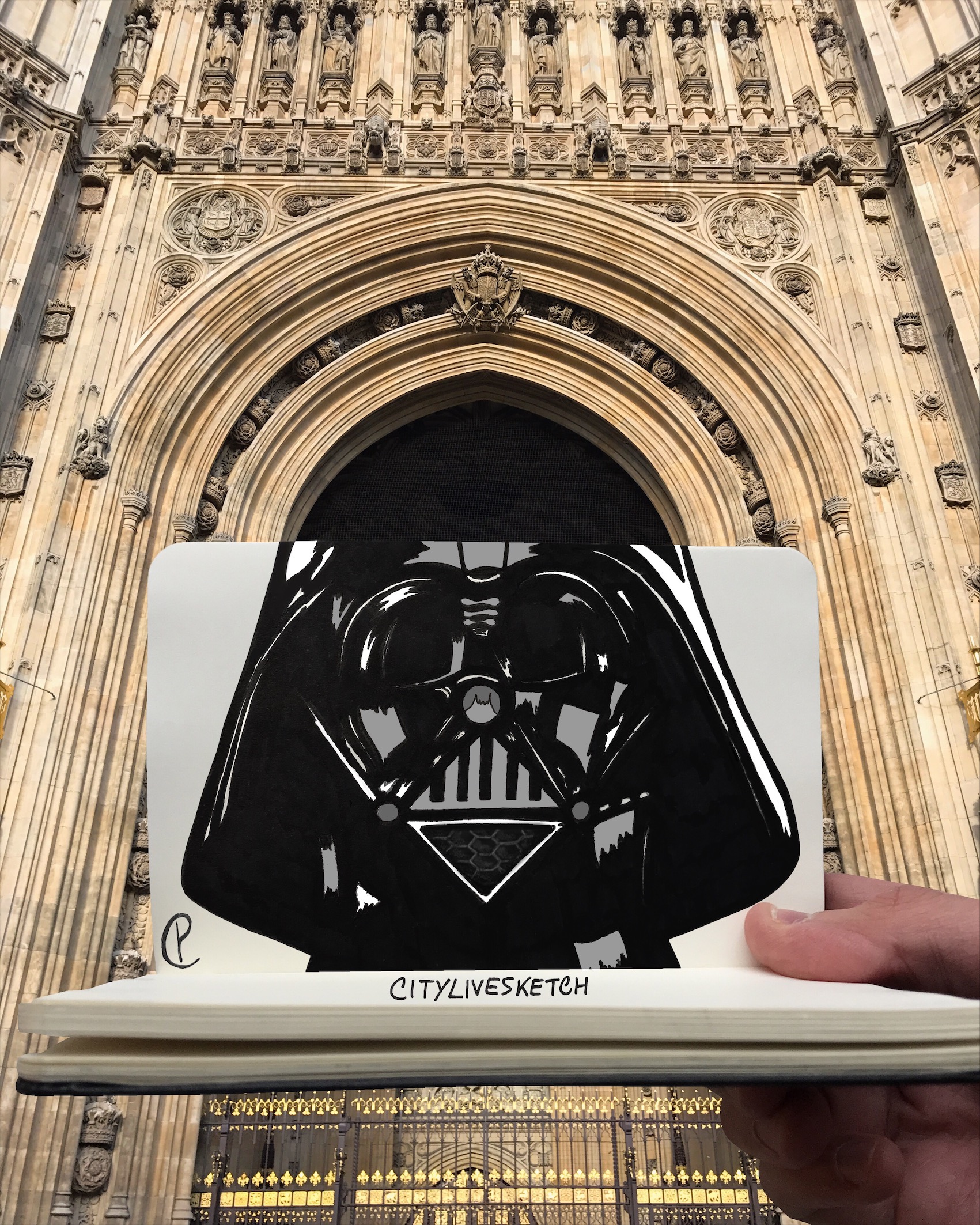 Darth Vader in Westminster (London) – @CityLiveSketch