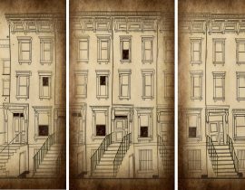 triptych of Brooklyn brownstones