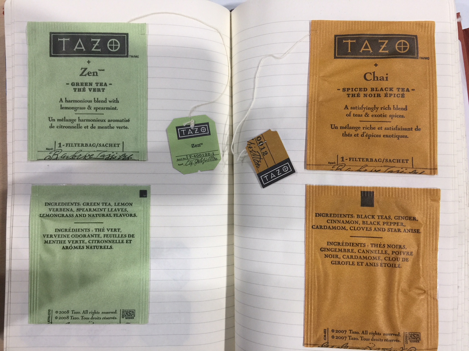 Tea tags with the cover