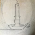 Candle on wood