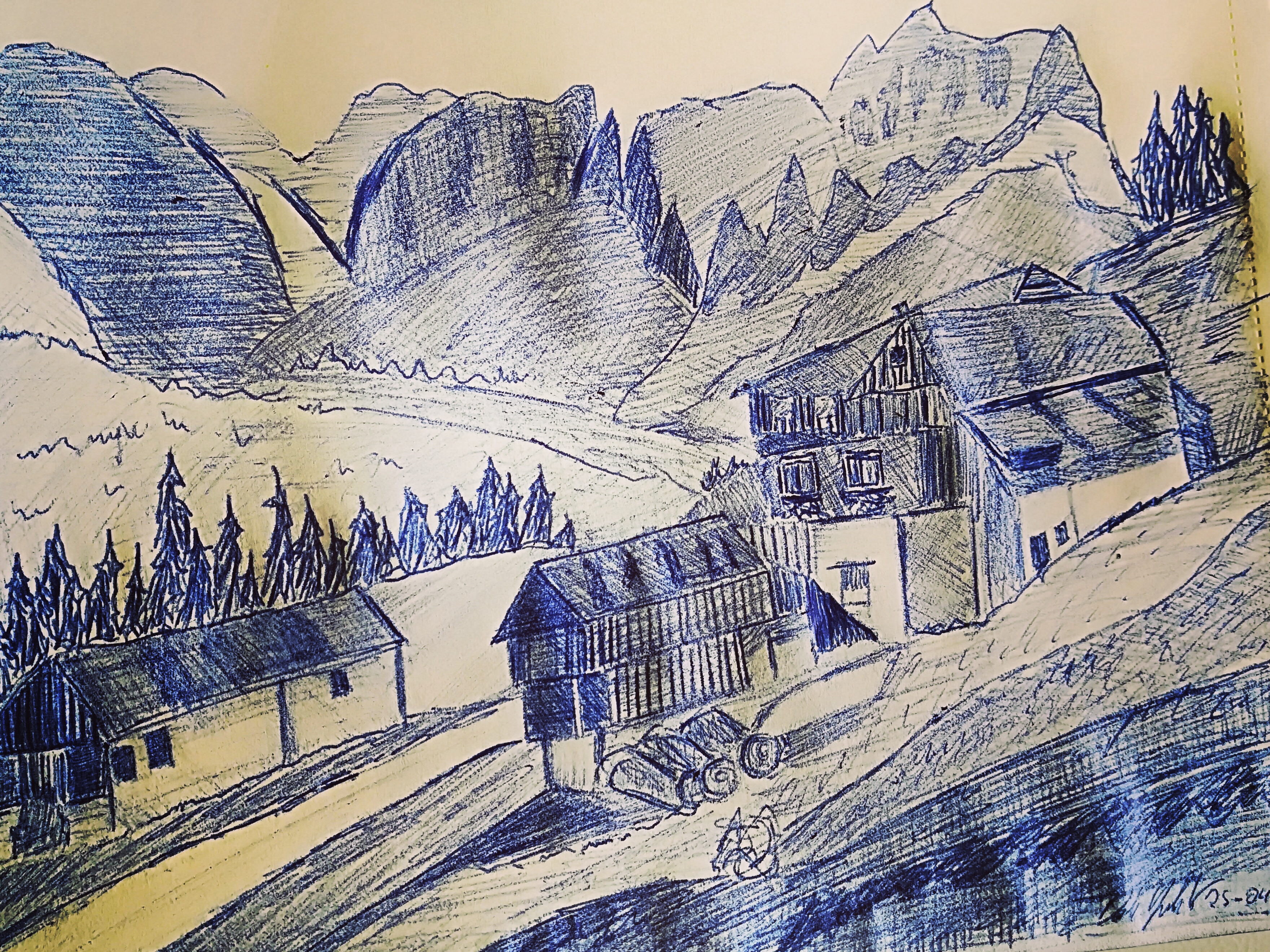 Val pusteria 3, sketch a penna.