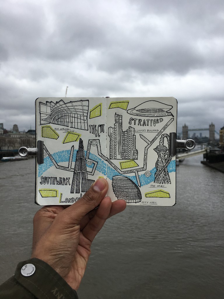 City Map Drawing of London, England