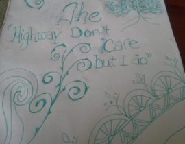 Doodle with ”The Highway Don’t Care” words