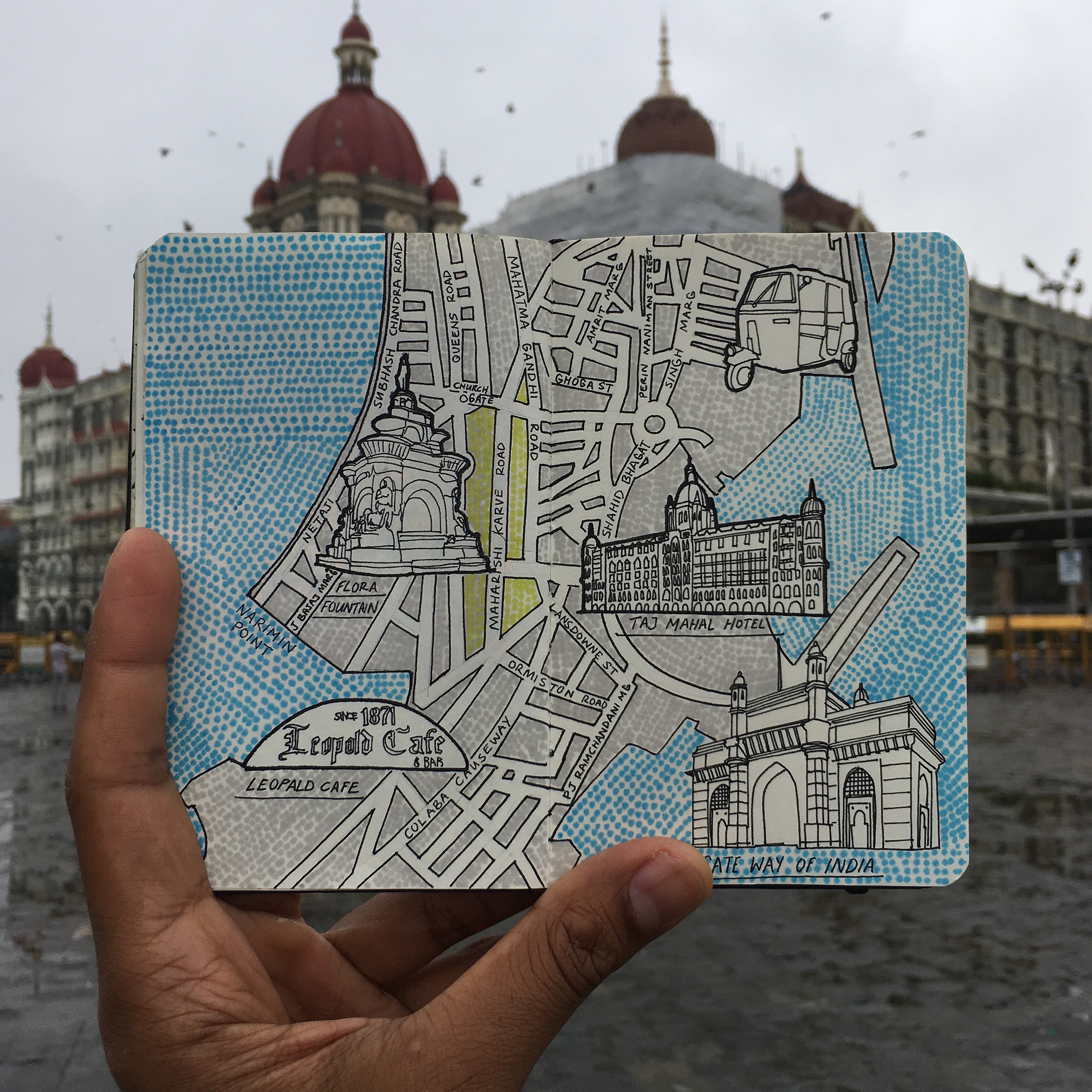 City Map Drawing of Mumbai, India