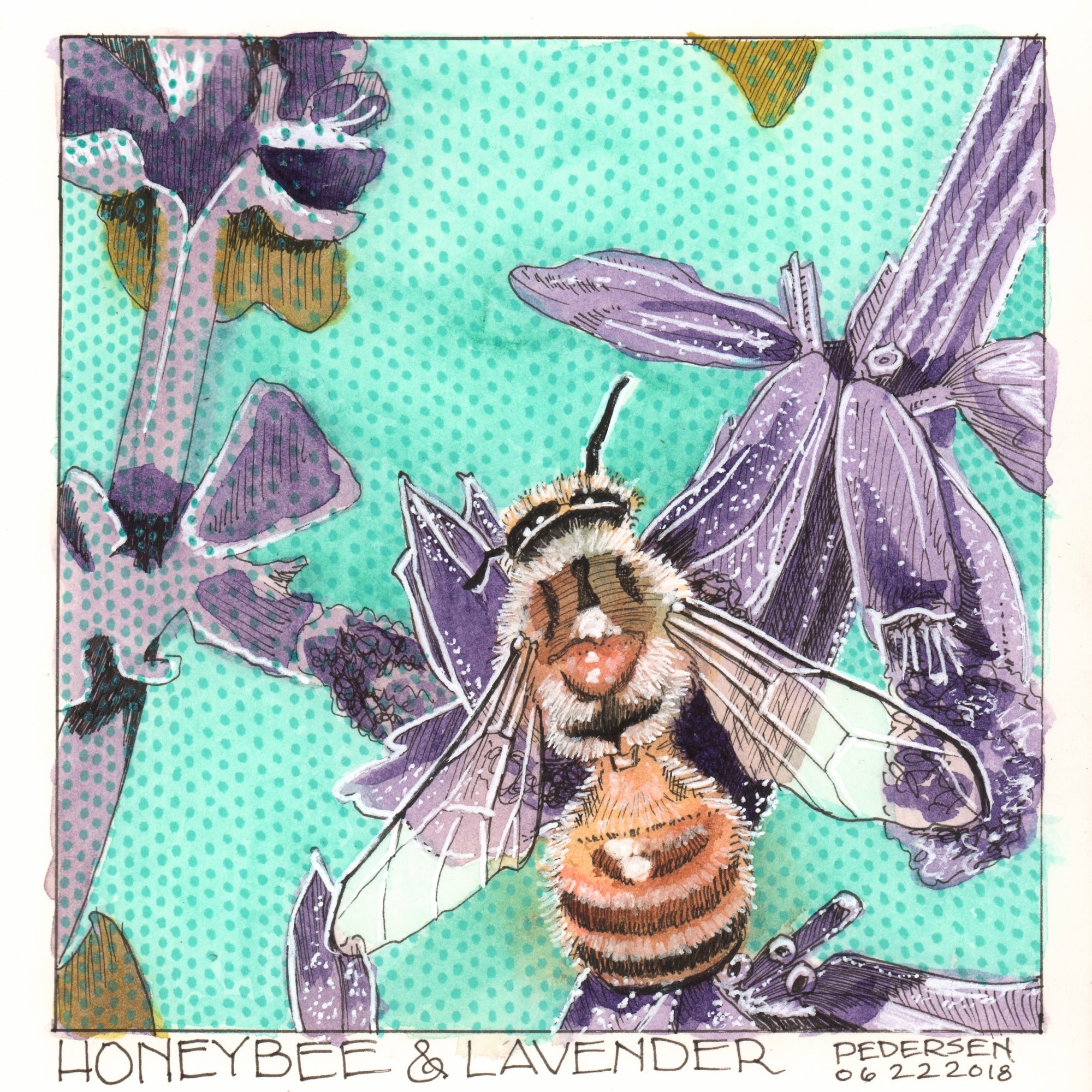 Honeybee and Lavender painting