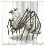 Spiderpigeon ink drawing