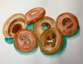 Six cake donuts by Maple donuts since 1946