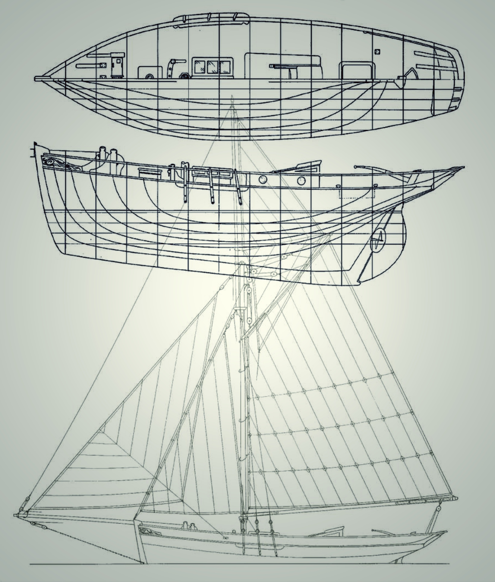 draft of classic boats drawing