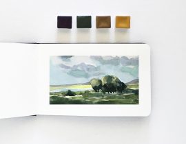 Watercolor Landscape in a Small Moleskine (3.5×5)