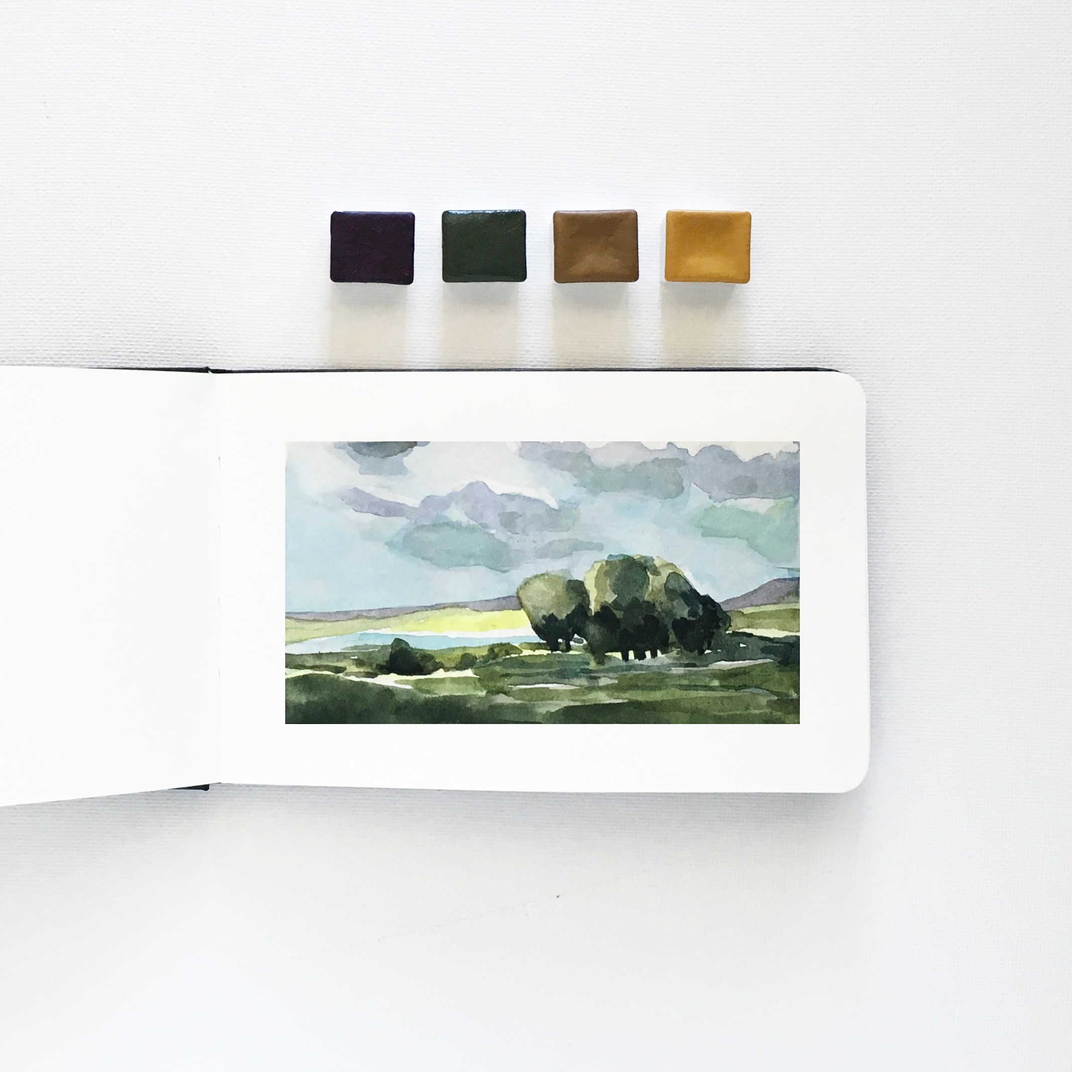 Watercolor Landscape in a Small Moleskine (3.5×5)