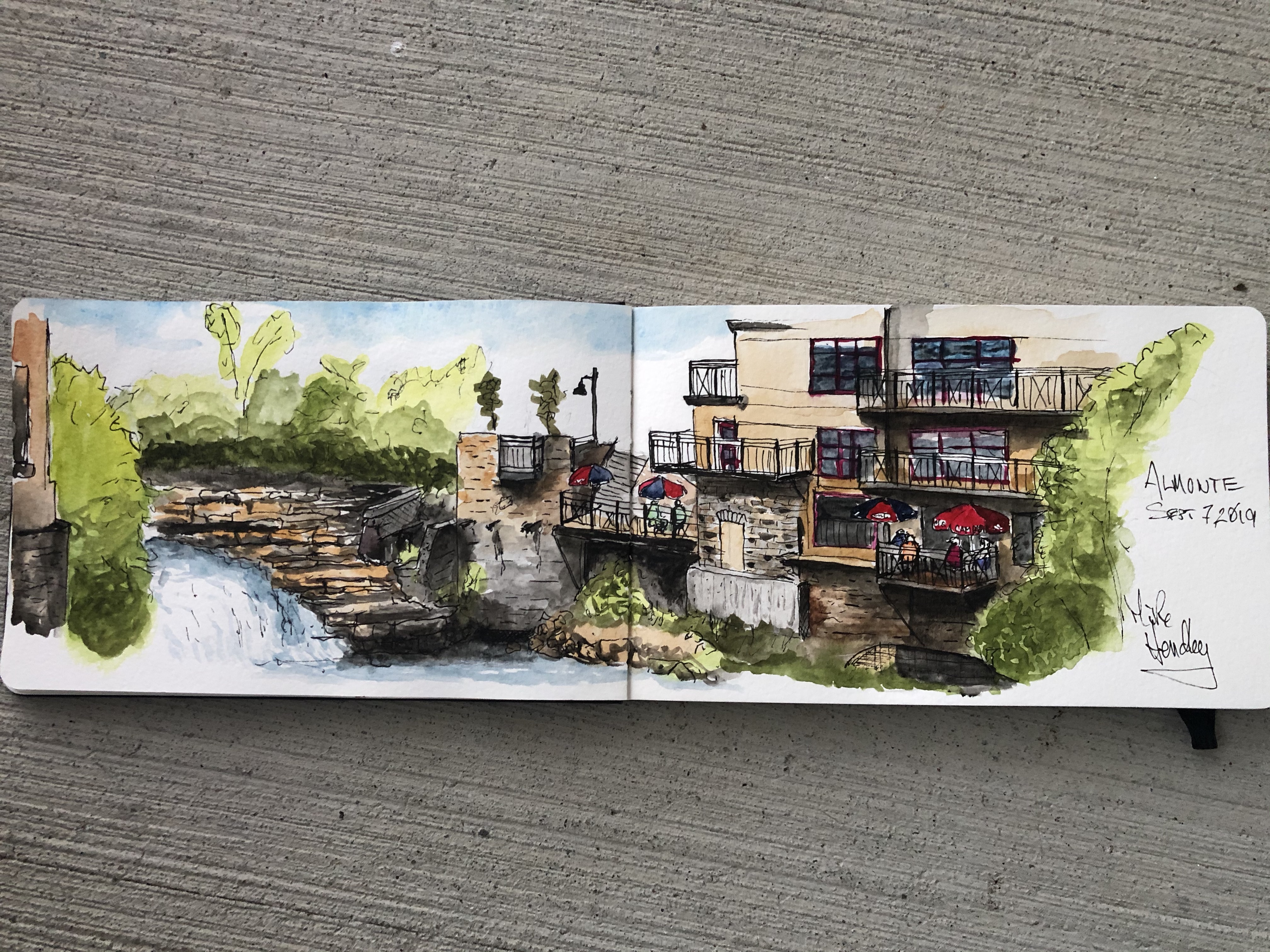 Urban sketch with ink and watercolor (Almonte ON)