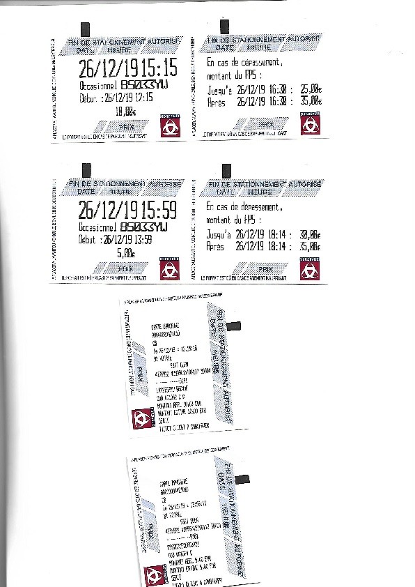Tickets stationnement Bordeaux du 26.12.2019