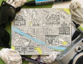 City Map Drawing of Florence, Italy