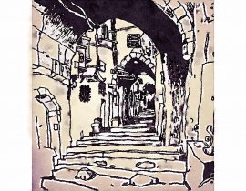 dark arcade, old Jerusalem