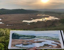 Watercolor landscape from Tihany, Hungary