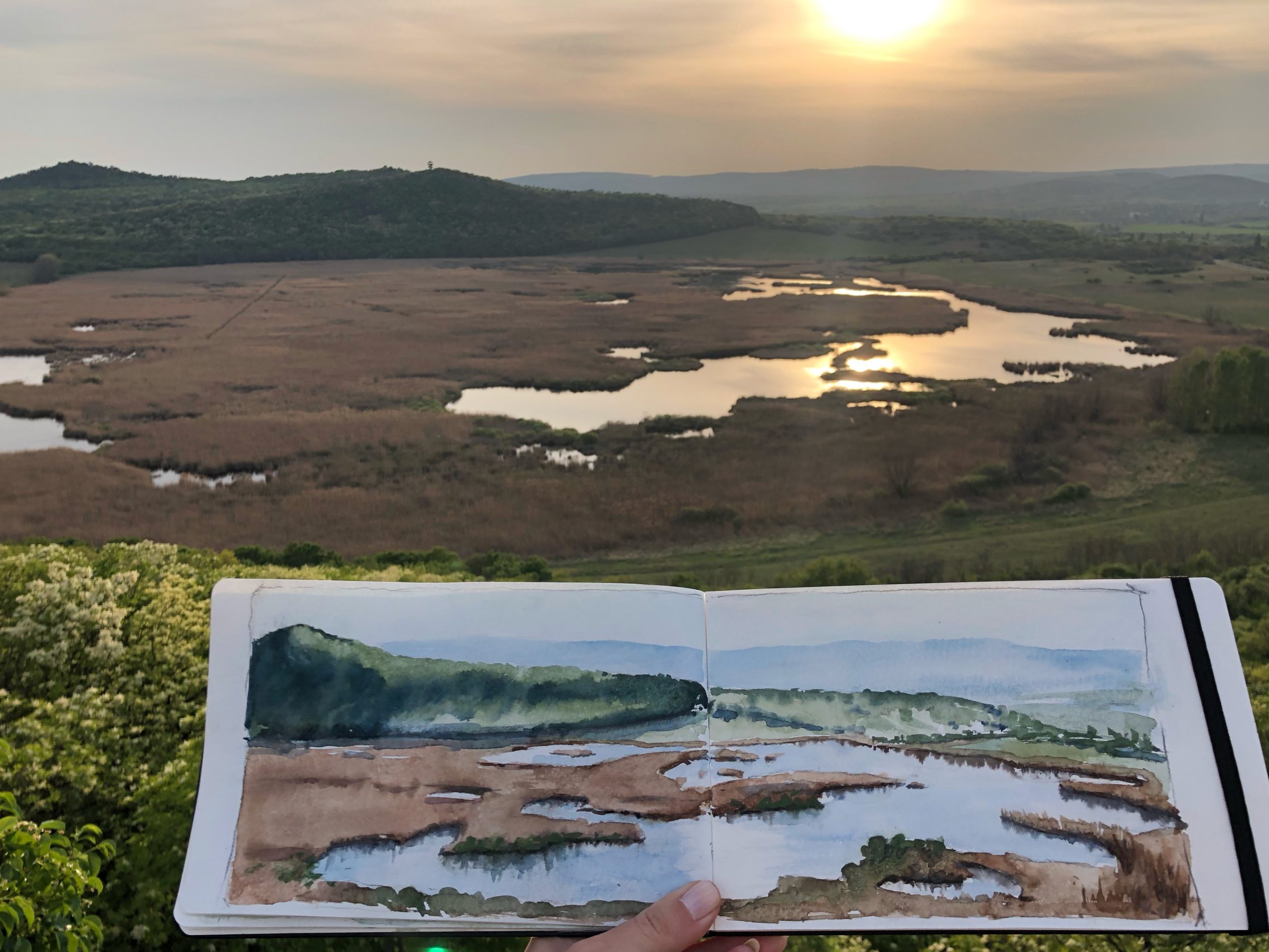 Watercolor landscape from Tihany, Hungary