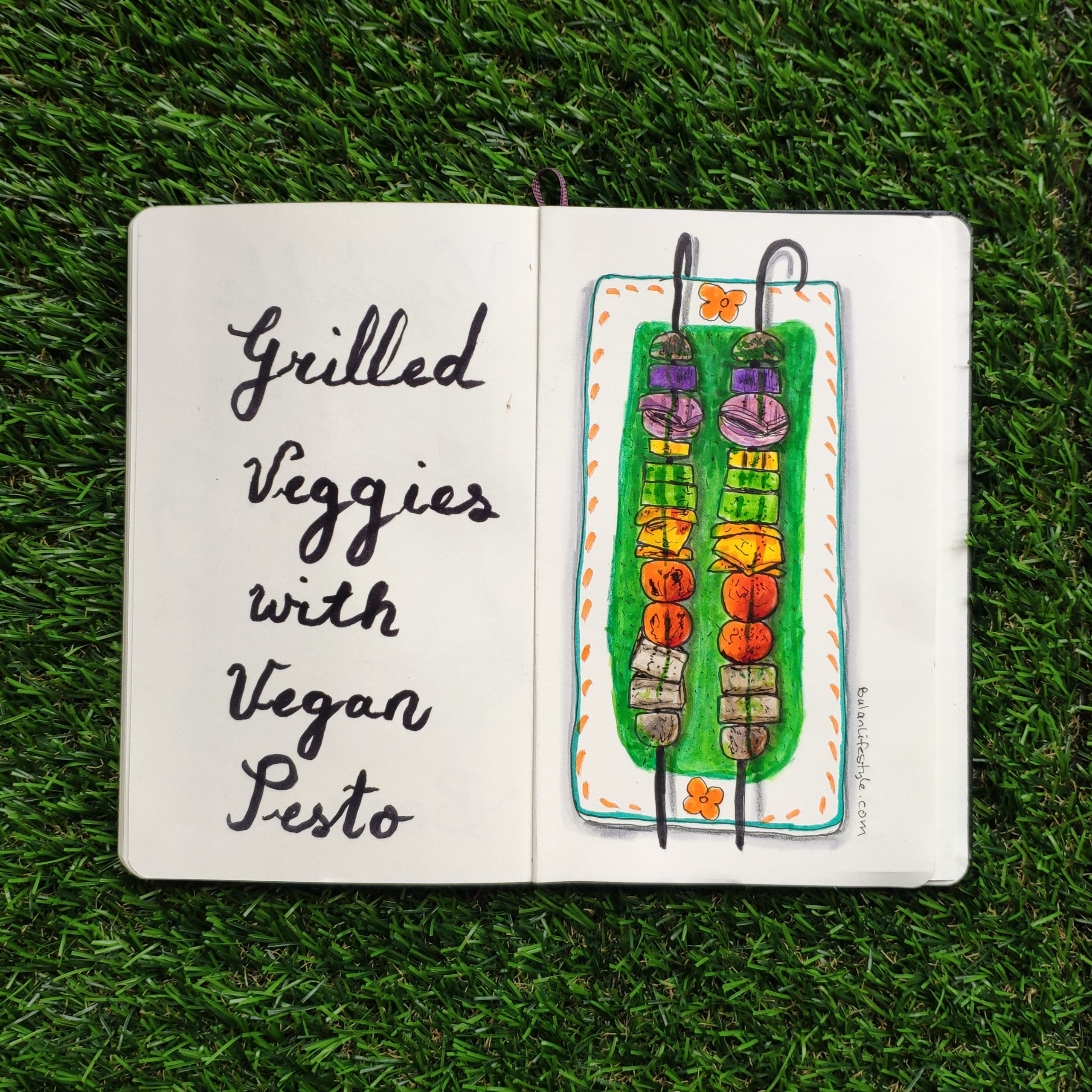 Grilled veggies and vegan pesto