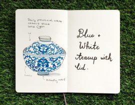 Blue and white teacup