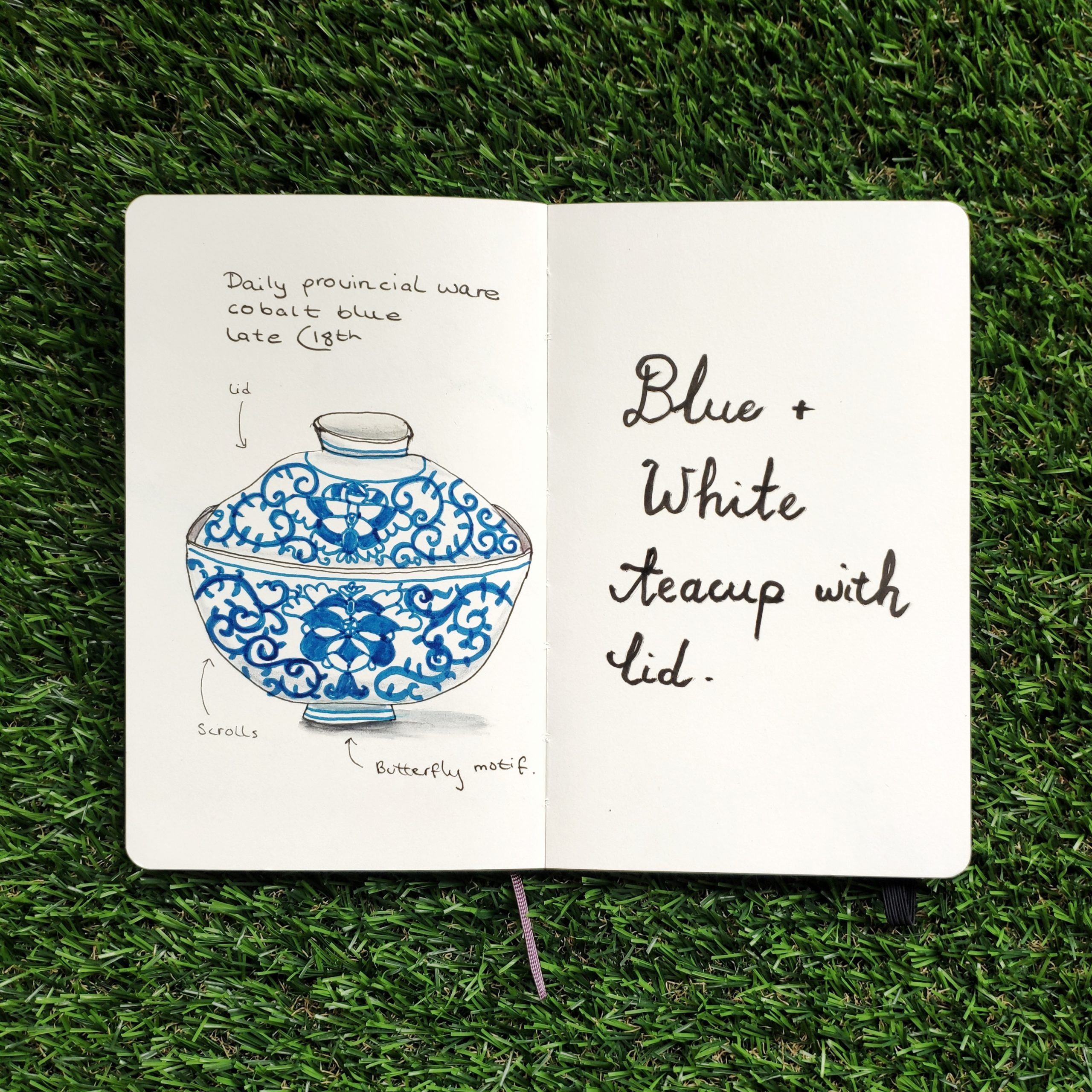 Blue and white teacup
