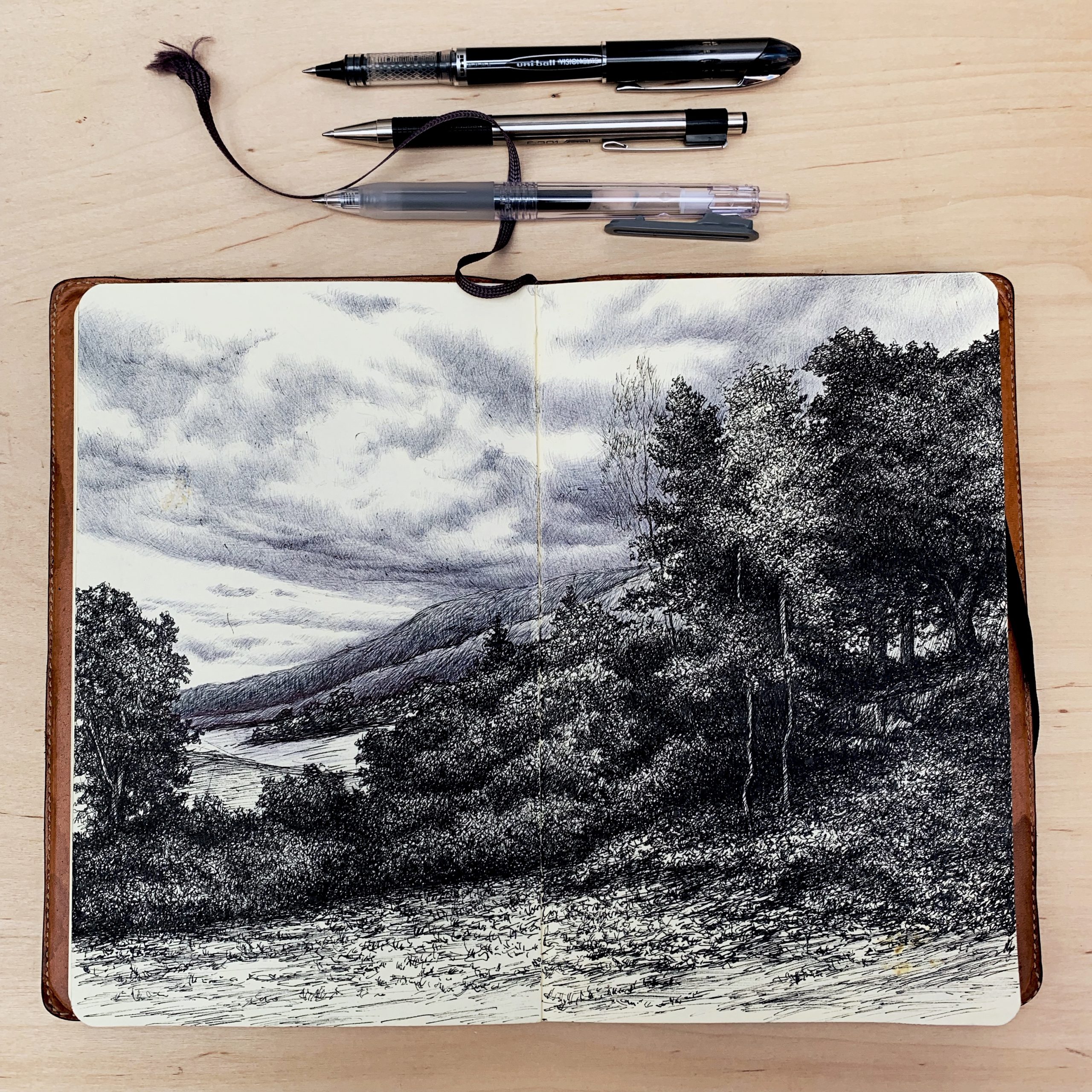 Two page landscape, inspired by Inness