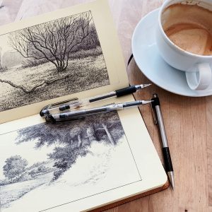 Coffee and Ink, nothing pairs a drawing session better than a cup of coffee. 8038E61F-E08B-41AF-BCA7