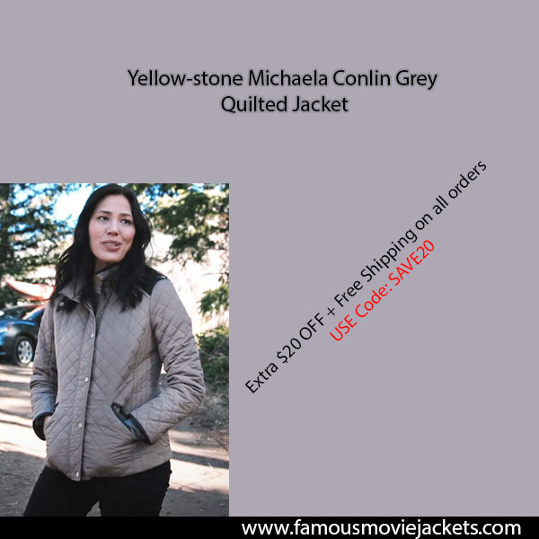 Yellow-stone Michaela Conlin Grey Quilted Jacket