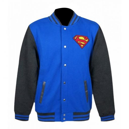Superman Blue Logo Letterman Jacket