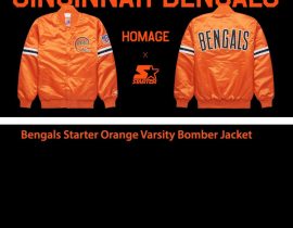 Bengals Starter Orange Varsity Bomber Jacket