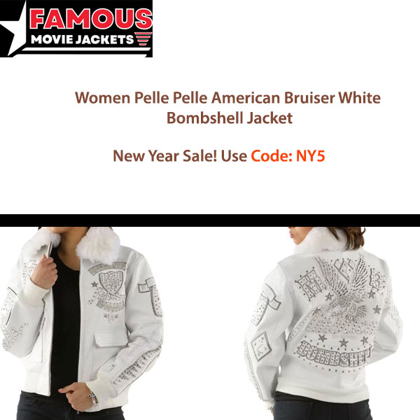 Women Pelle Pelle American Bruiser White Bombshell Jacket