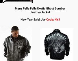 Mens Pelle Pelle Exotic Ghost Bomber Leather Jacket