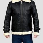 B3 Leather Bomber Shearling Hooded Jacket