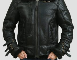 Men B3 Bomber Dark Brown Real Shearling Leather Jacket