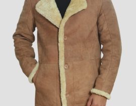 James Brown Leather Sheepskin Shearling Coat