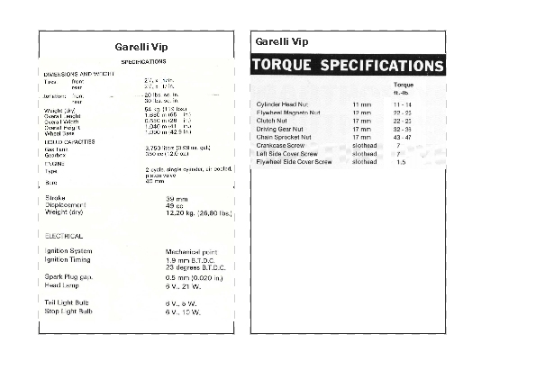 Garelli Moped Specs